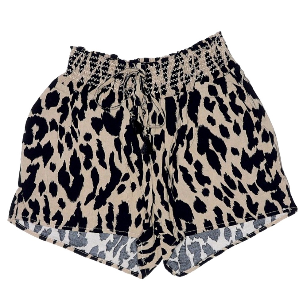 One 5 One Shorts with Tie Waist in Black & Tan - Size Large